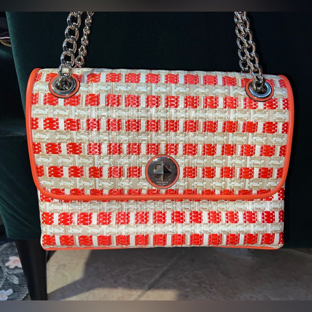 Kate Spade New York Natalia Straw Medium Flap Shoulder Bag